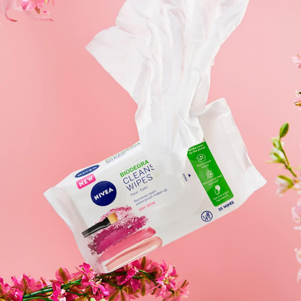 3in1 Cleansing Face Wipes for Dry Skin – 25 Biodegradable Wipes with Almond Oil