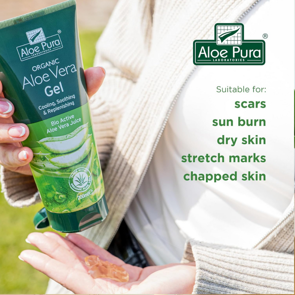 Organic Aloe Vera Gel 100ml | Soothing & Cooling for Dry, Irritated Skin | Vegan & SLS-Free