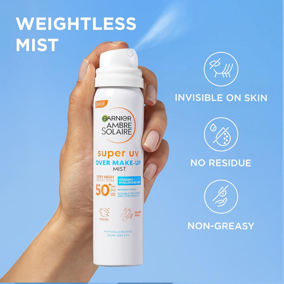 SPF50+ UV Protection Mist | Hydrating Over-Makeup Sunscreen Spray – 75ml
