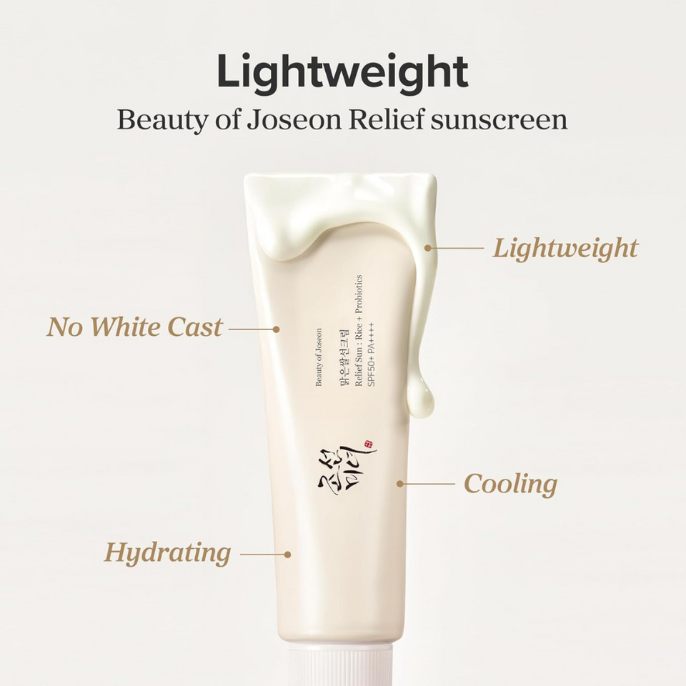 Relief Sun SPF 50+ Rice & Probiotics Sunscreen | Lightweight Hydrating Korean Sun Cream 50ml