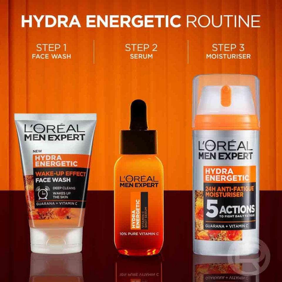 Men's Anti-Fatigue Moisturiser With Vitamin C, Hydrating Gel for Dark Circles, 100ml