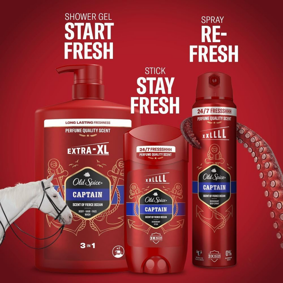 Men’s 3-in-1 Shower Gel & Shampoo, Body-Hair-Face Wash, Fresh Scent, 1000ml Pump Bottle