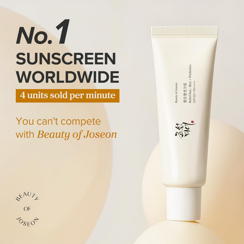 Relief Sun SPF 50+ Rice & Probiotics Sunscreen | Lightweight Hydrating Korean Sun Cream 50ml