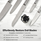 Compact Knife Sharpener with PowerGrip Suction – Sharpens Steel & Serrated Blades Easily