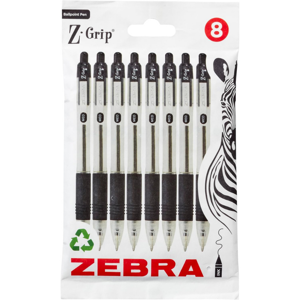 8-Pack Black Ballpoint Pens – Retractable, Soft Grip, Smooth Ink, Everyday Writing