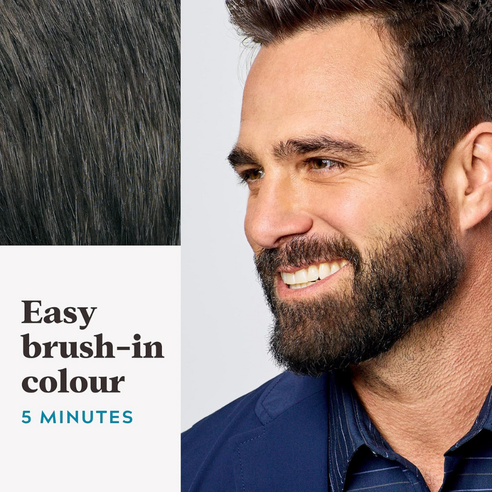 Moustache & Beard Dye M45 – Dark Brown Black, Grey Coverage, Brush Included, 28g