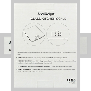 Digital Kitchen Scale – 5kg/11lb LCD Food Scale with Tare, Glass Platform & Batteries