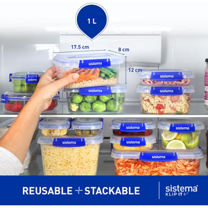 Leakproof Food Storage Containers 1L – Stackable, BPA-Free, 3-Pack with Clip Lids