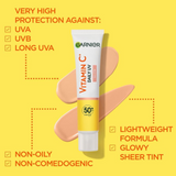 Garnier Vitamin C SPF50+ Brightening UV Fluid 40 ml – Sheer Glow for All Skin Types