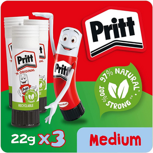Glue Stick Pack of 3 – Child-Friendly, Strong Craft Adhesive for School & Office, 22g Each