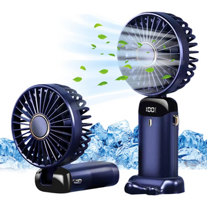 Portable Handheld USB Fan with 5 Speeds, Rechargeable Mini Foldable Fan with LED Display