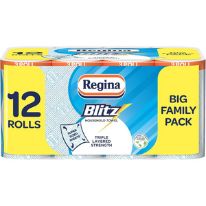 Household Paper Towels – 12-Pack 3-Ply Kitchen Rolls, 70 Large Sheets, Recyclable