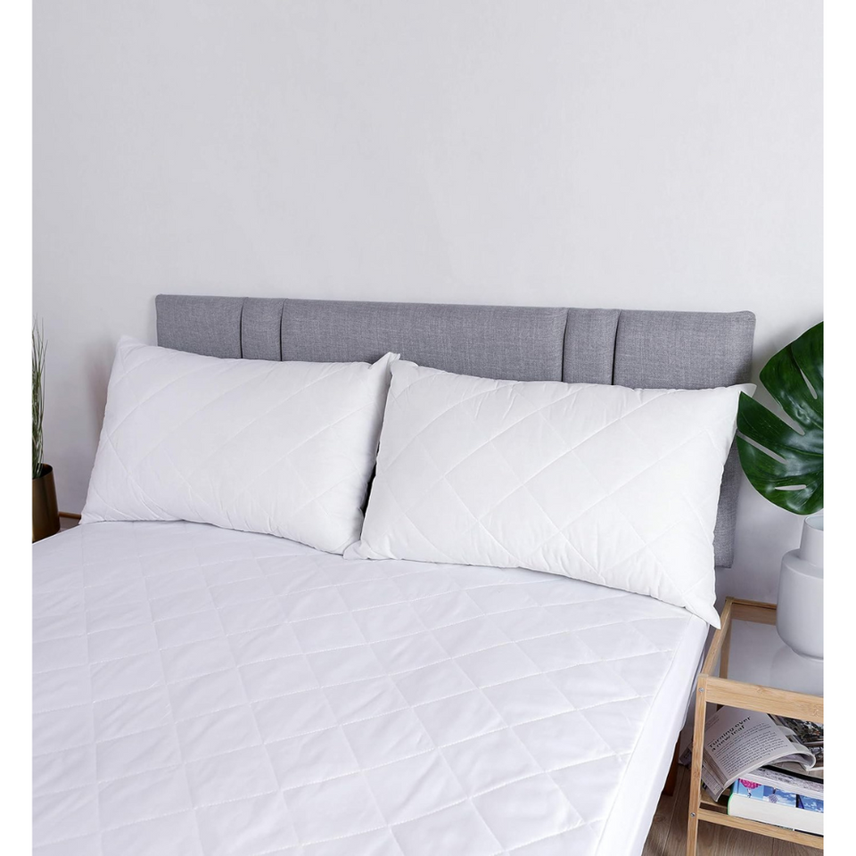 Hotel Quality Pillows 2 Pack with Quilted Cover – Soft Hollow Fibre Bed Pillows for All Sleepers