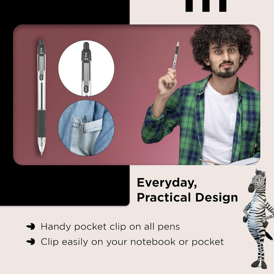 8-Pack Black Ballpoint Pens – Retractable, Soft Grip, Smooth Ink, Everyday Writing