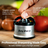 Compact Knife Sharpener with PowerGrip Suction – Sharpens Steel & Serrated Blades Easily