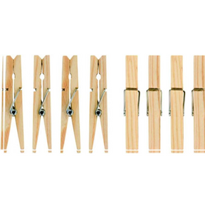 Wooden Clothes Pegs 36 Pack | Birchwood Laundry Pegs with Metal Spring for Indoor & Outdoor Use