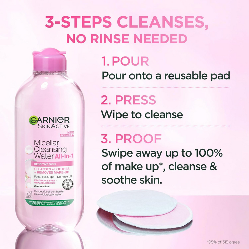 Micellar Cleansing Water 700ml – Makeup Remover & Face Cleanser for Sensitive Skin, Vegan