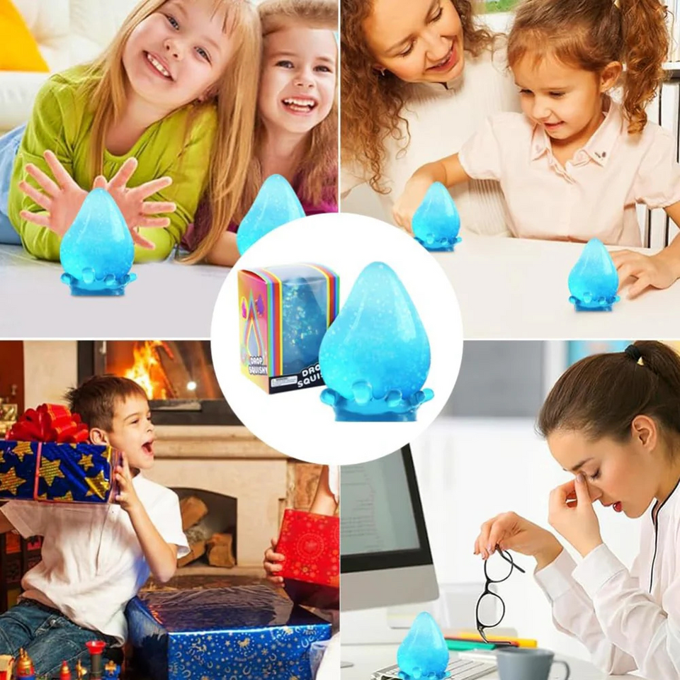 Dream Drop Glitter Fidget Toy – Squishy Sensory Ball with Base for Kids & Desk Relief