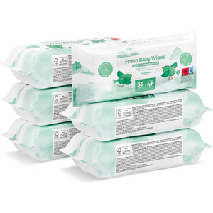 Fresh Baby Wipes – 336 Count, Hypoallergenic, Aloe Vera, Unscented, 6 Flip-Top Packs