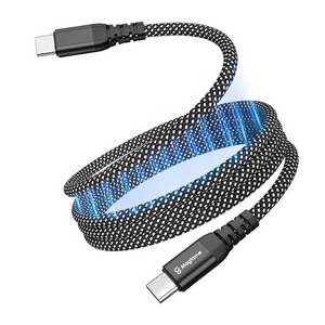 Magnetic USB C to C Cable 60W Fast Charging, Coiled Nylon Type-C Cord for iPhone 16 & Samsung