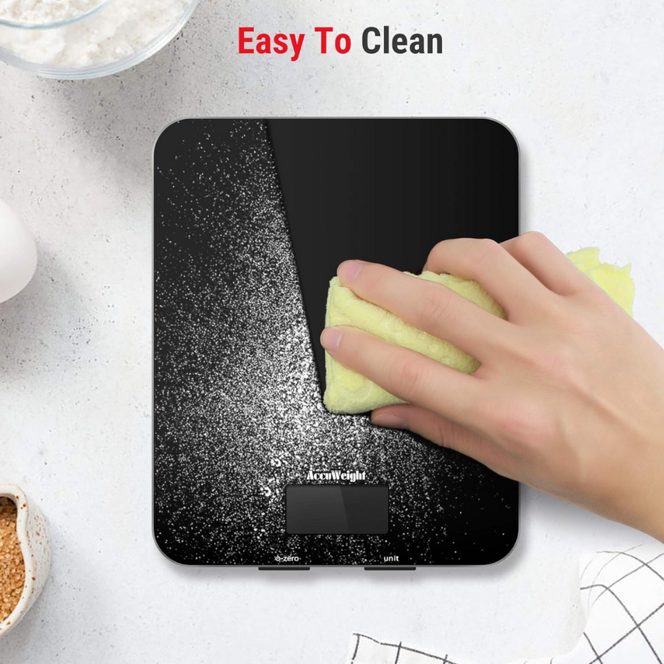 Digital Kitchen Scale – 5kg/11lb LCD Food Scale with Tare, Glass Platform & Batteries