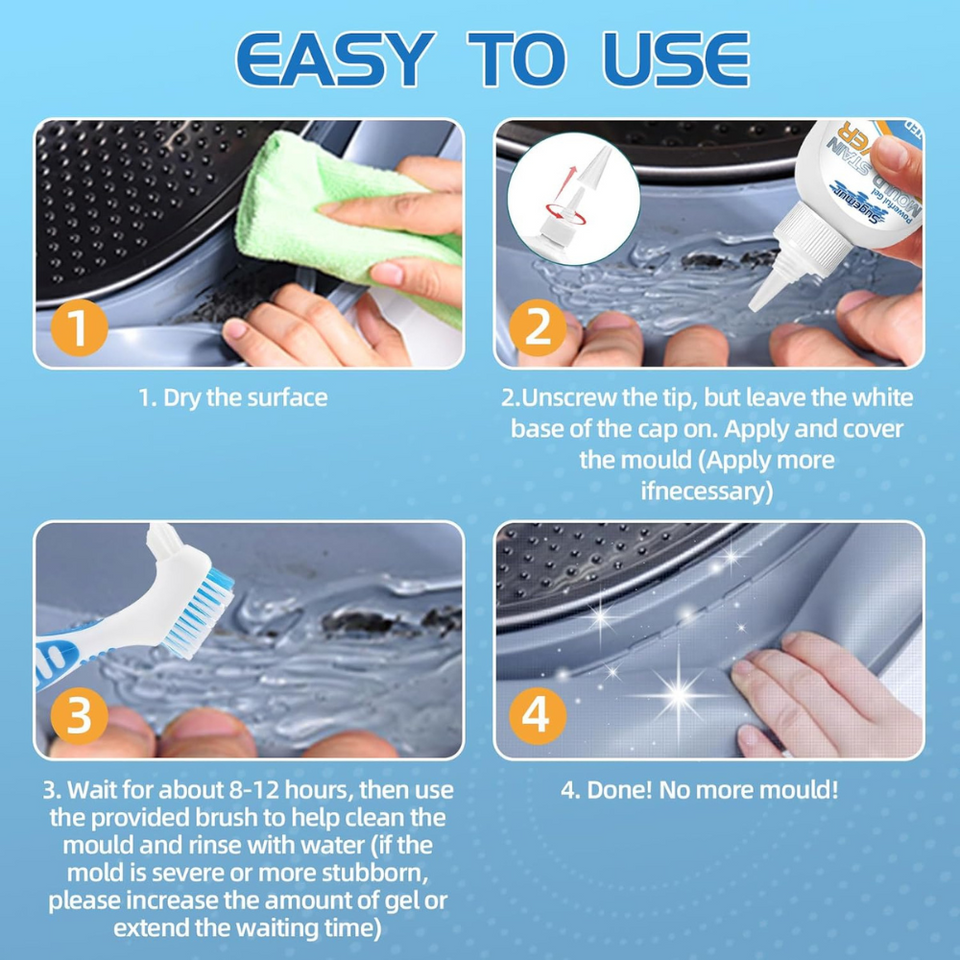 Mould Remover Gel, 8 fl oz | Deep Cleaning for Tiles, Seals, Grout, Bathroom & Kitchen