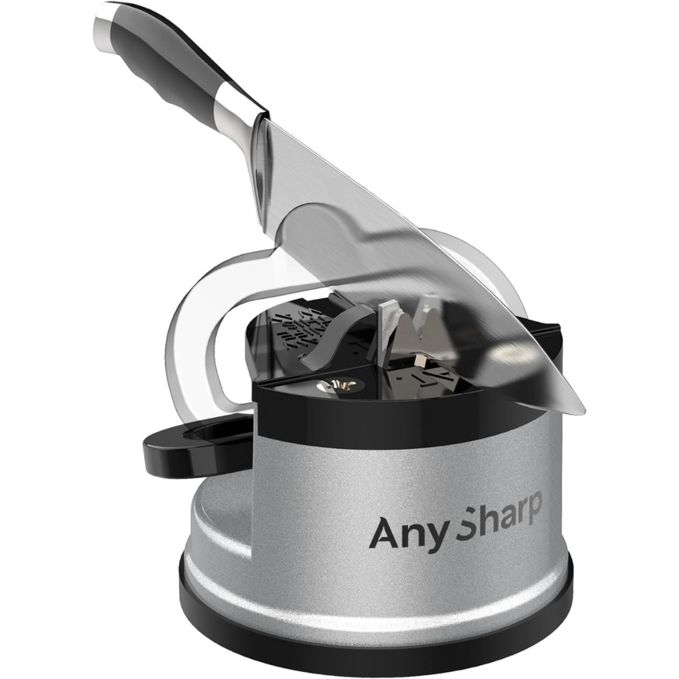 Compact Knife Sharpener with PowerGrip Suction – Sharpens Steel & Serrated Blades Easily