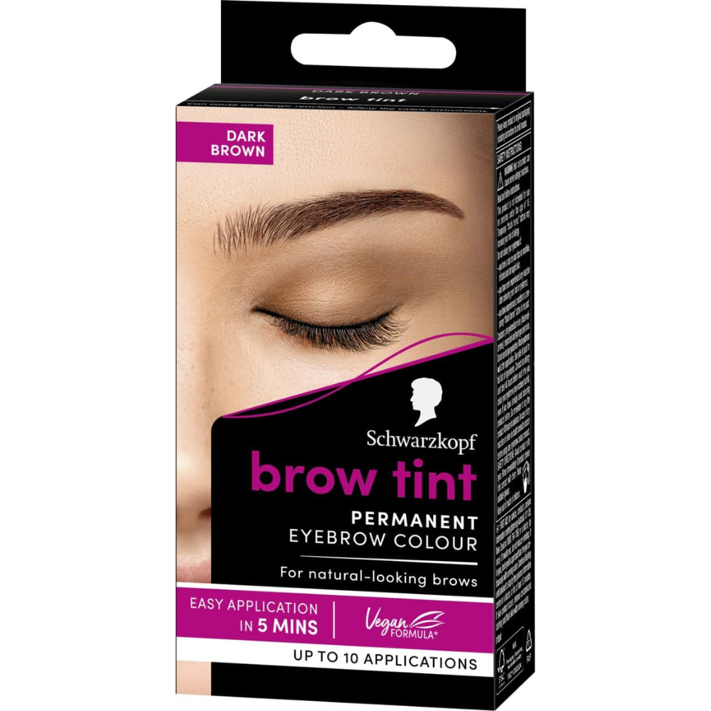 Permanent Eyebrow Tint Kit Dark Brown | Long-Lasting Natural Brow Dye with Brush & Bowl