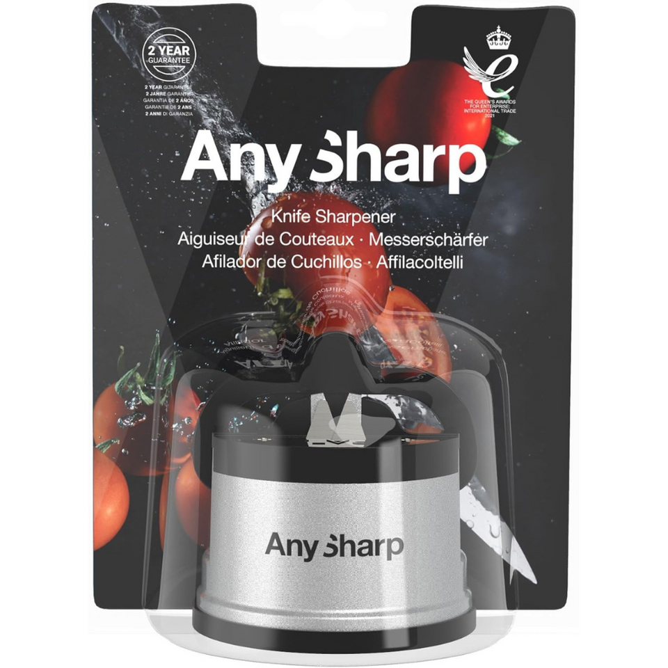 Compact Knife Sharpener with PowerGrip Suction – Sharpens Steel & Serrated Blades Easily