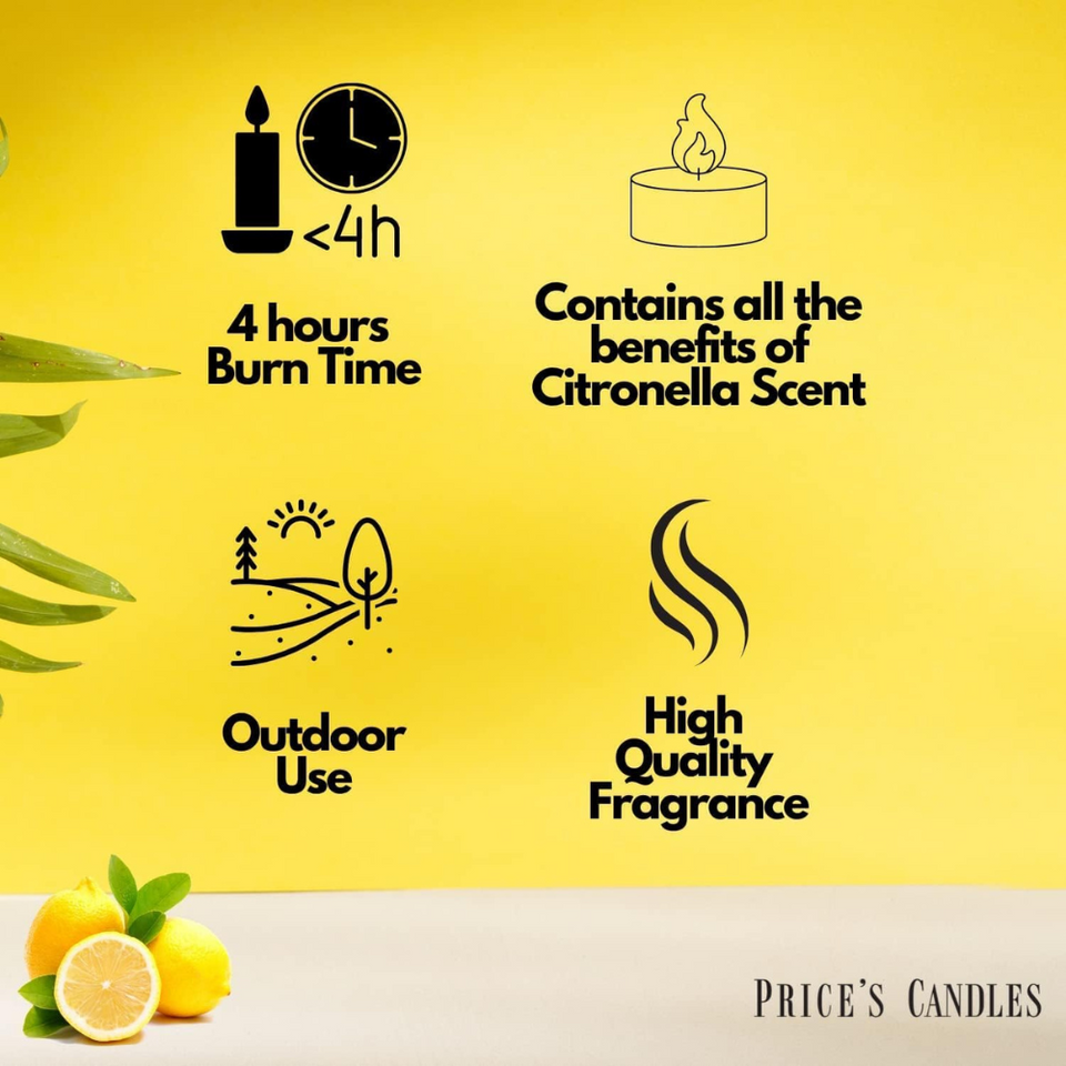 Citronella Tealight Candles Pack of 25 – Long-Lasting Outdoor Bug Repellent