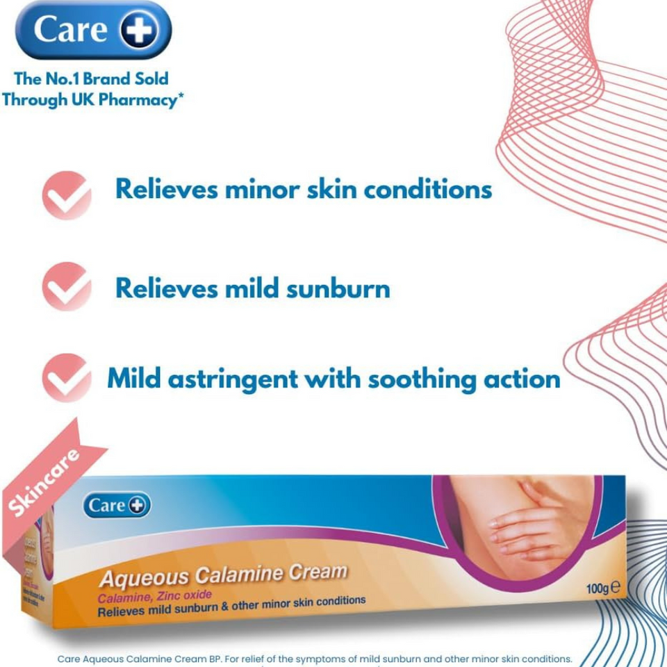 Calamine Cream for Sunburn, Itchy Skin & Dryness Relief | Adults & Kids | 100g Tube